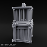Stacked Merchant Crate And Cage Miniature for Dungeons and Dragons, Pathfinder or other TTRPGs