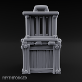 Stacked Merchant Crate And Cage Miniature for Dungeons and Dragons, Pathfinder or other TTRPGs