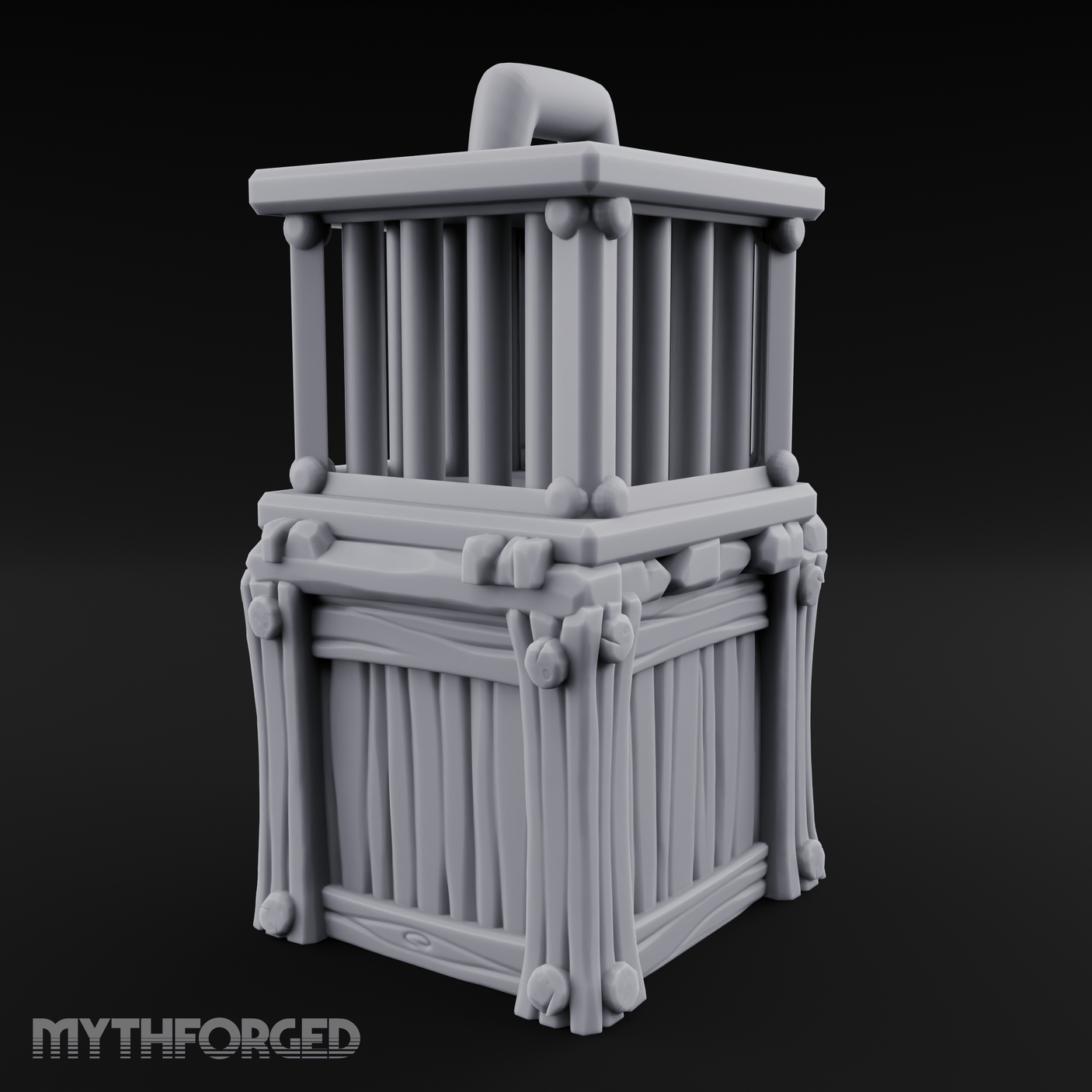 Stacked Merchant Crate And Cage Miniature for Dungeons and Dragons, Pathfinder or other TTRPGs