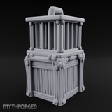 Stacked Merchant Crate And Cage Miniature for Dungeons and Dragons, Pathfinder or other TTRPGs