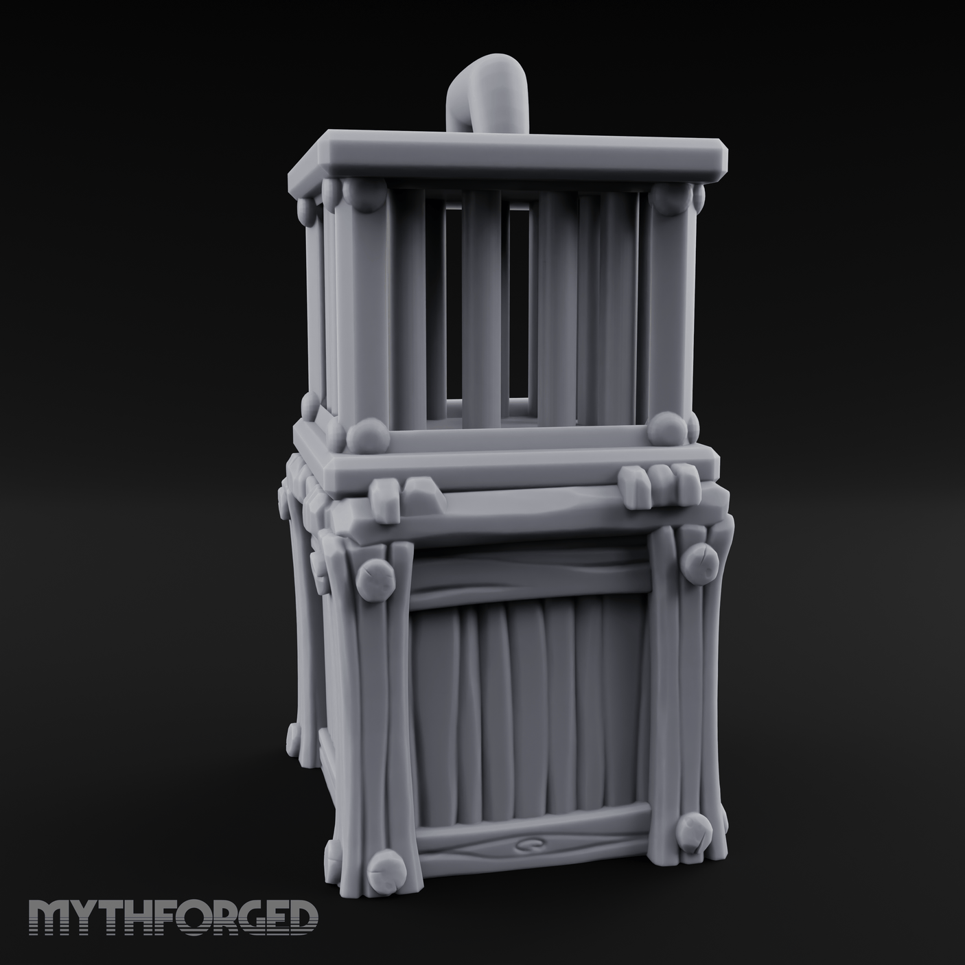 Stacked Merchant Crate And Cage Miniature for Dungeons and Dragons, Pathfinder or other TTRPGs