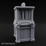 Stacked Merchant Crate And Cage Miniature for Dungeons and Dragons, Pathfinder or other TTRPGs