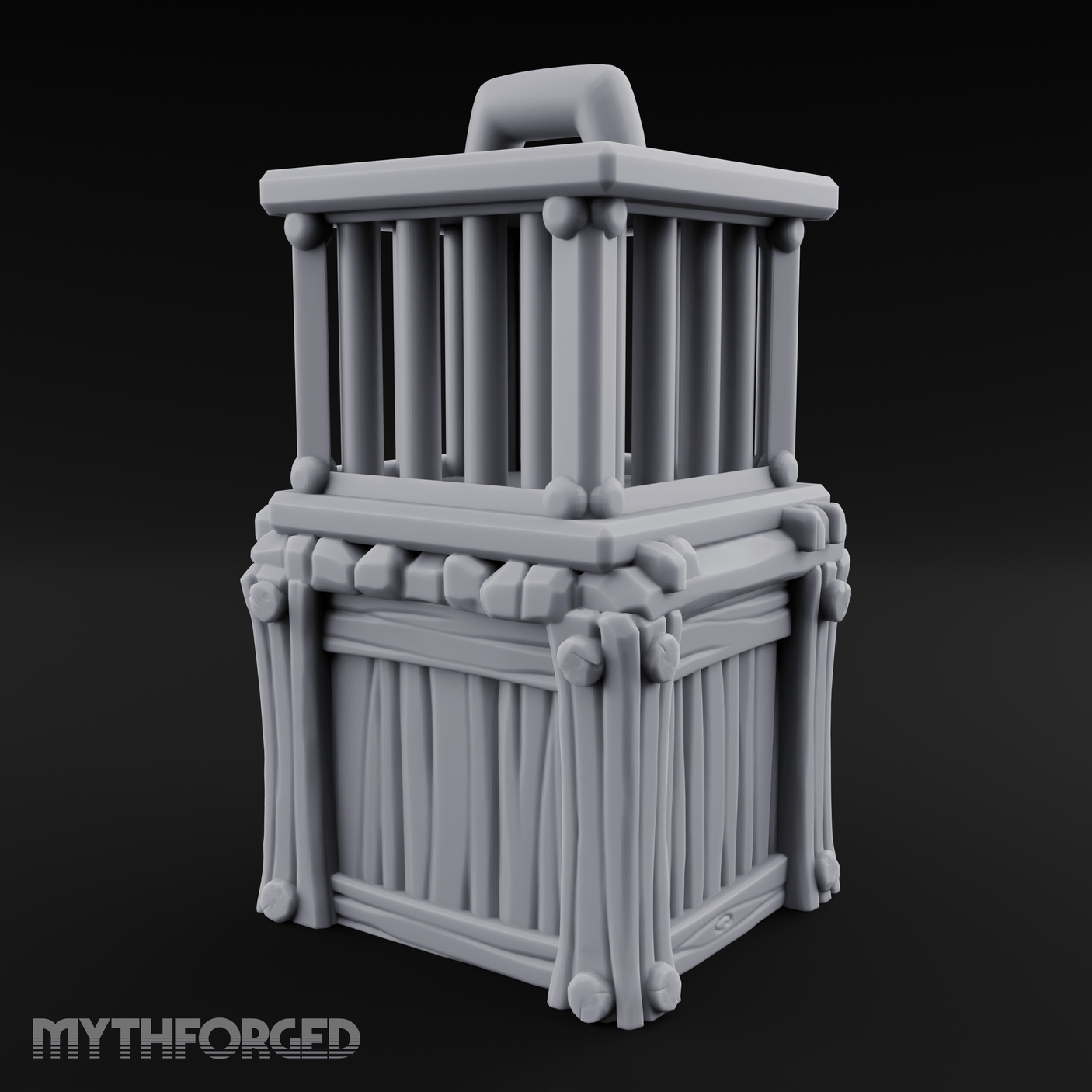 Stacked Merchant Crate And Cage Miniature for Dungeons and Dragons, Pathfinder or other TTRPGs