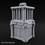 Stacked Merchant Crate And Cage Miniature for Dungeons and Dragons, Pathfinder or other TTRPGs
