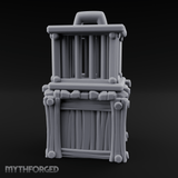 Stacked Merchant Crate And Cage Miniature for Dungeons and Dragons, Pathfinder or other TTRPGs