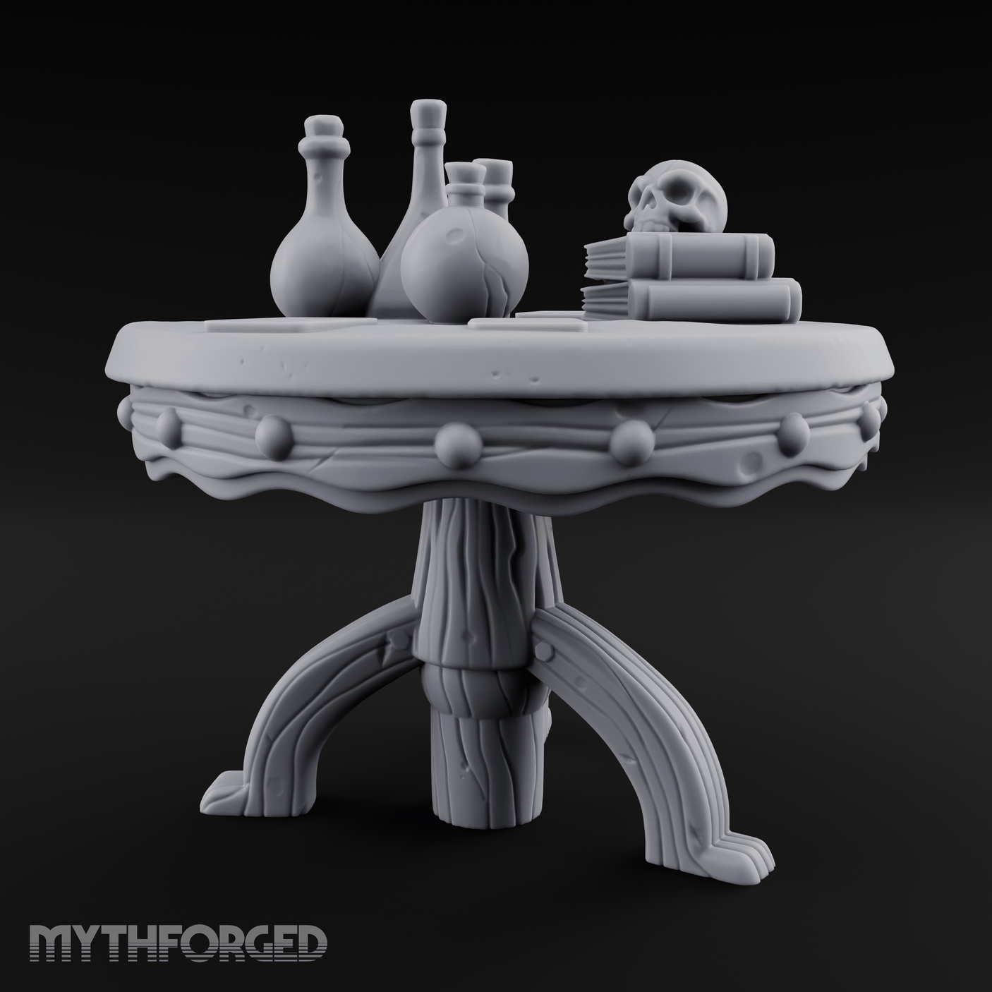 Potion-Laden Alchemist's Round Table Miniature for Dungeons and Dragons, Pathfinder or other TTRPGs