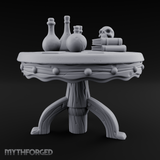 Potion-Laden Alchemist's Round Table Miniature for Dungeons and Dragons, Pathfinder or other TTRPGs