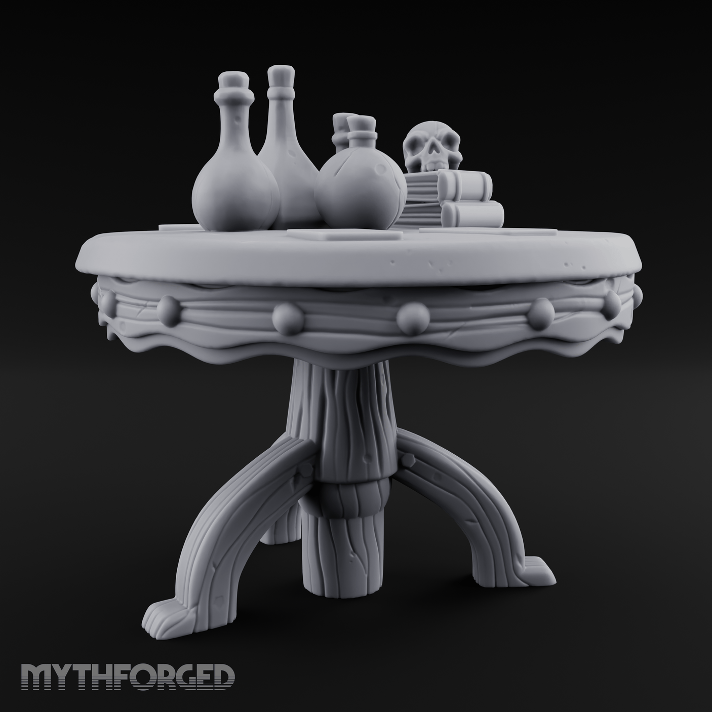Potion-Laden Alchemist's Round Table Miniature for Dungeons and Dragons, Pathfinder or other TTRPGs