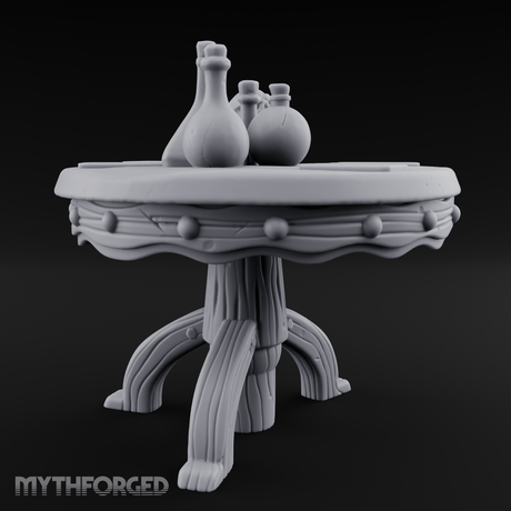 Potion-Laden Alchemist's Round Table Miniature for Dungeons and Dragons, Pathfinder or other TTRPGs