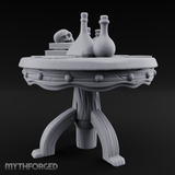 Potion-Laden Alchemist's Round Table Miniature for Dungeons and Dragons, Pathfinder or other TTRPGs