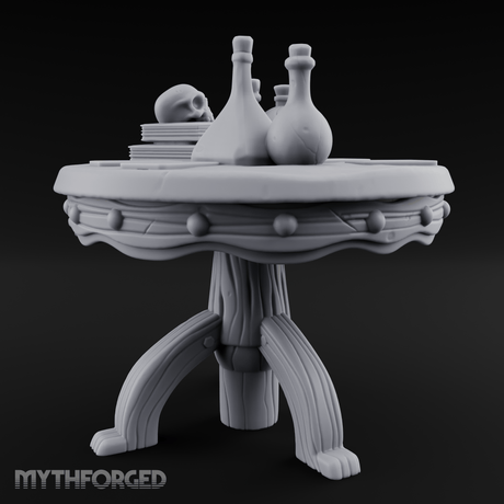 Potion-Laden Alchemist's Round Table Miniature for Dungeons and Dragons, Pathfinder or other TTRPGs