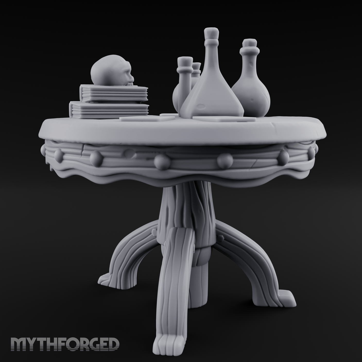 Potion-Laden Alchemist's Round Table Miniature for Dungeons and Dragons, Pathfinder or other TTRPGs
