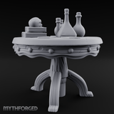 Potion-Laden Alchemist's Round Table Miniature for Dungeons and Dragons, Pathfinder or other TTRPGs