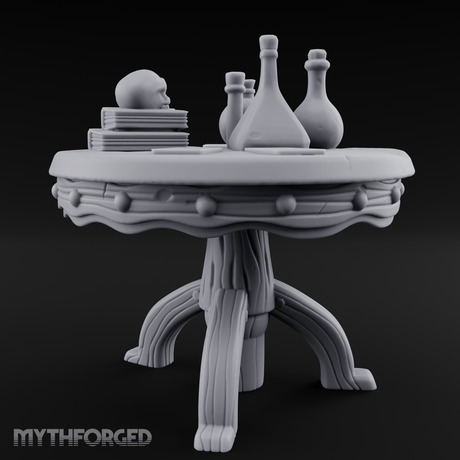 Potion-Laden Alchemist's Round Table Miniature for Dungeons and Dragons, Pathfinder or other TTRPGs