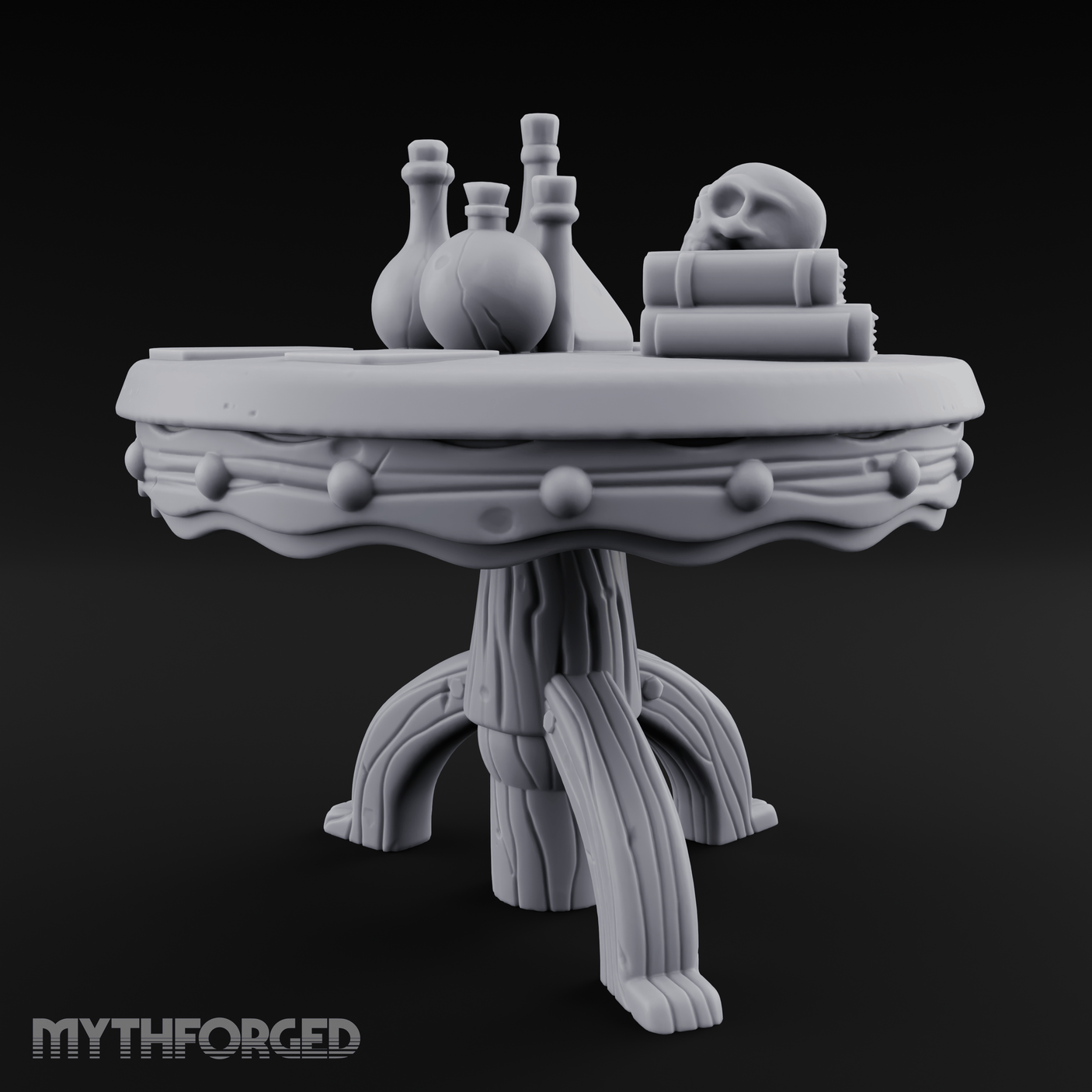 Potion-Laden Alchemist's Round Table Miniature for Dungeons and Dragons, Pathfinder or other TTRPGs