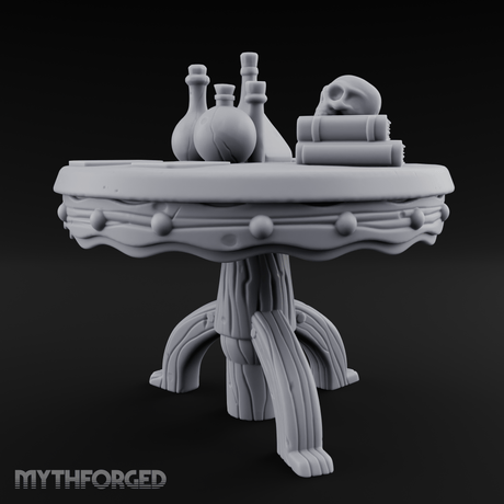 Potion-Laden Alchemist's Round Table Miniature for Dungeons and Dragons, Pathfinder or other TTRPGs