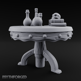 Potion-Laden Alchemist's Round Table Miniature for Dungeons and Dragons, Pathfinder or other TTRPGs