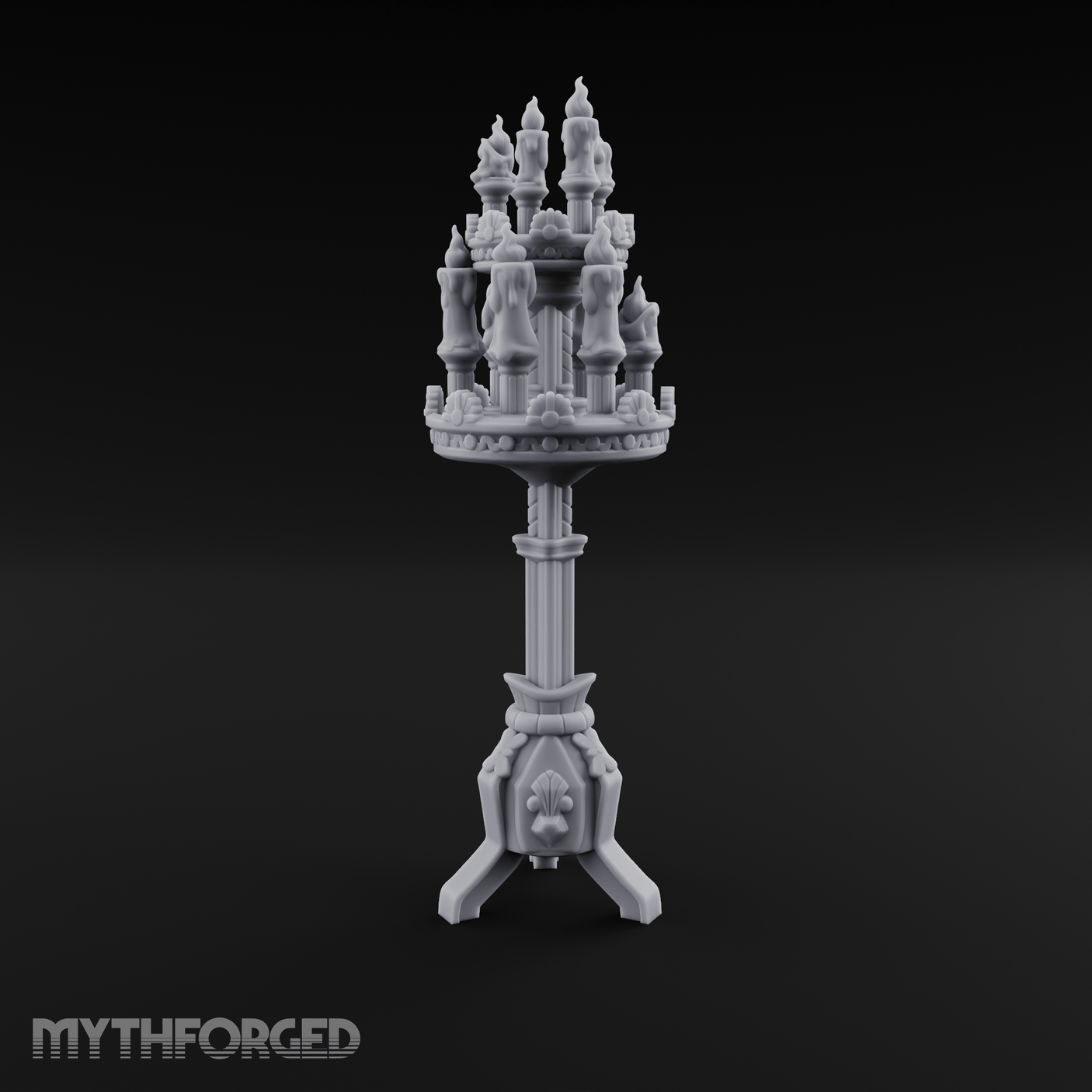 Torch-Crowned Ceremonial Candelabra Miniature for Dungeons and Dragons, Pathfinder or other TTRPGs