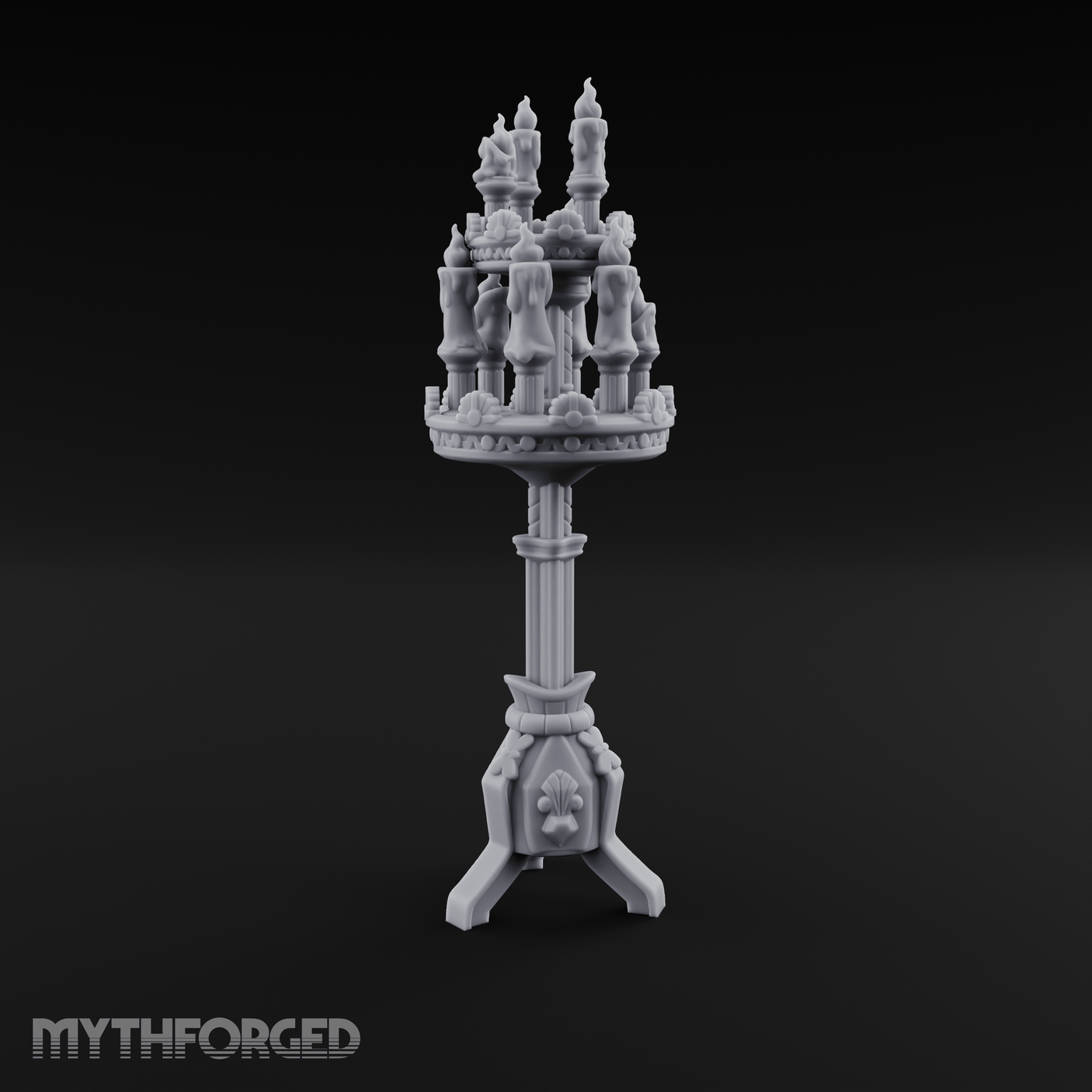 Torch-Crowned Ceremonial Candelabra Miniature for Dungeons and Dragons, Pathfinder or other TTRPGs