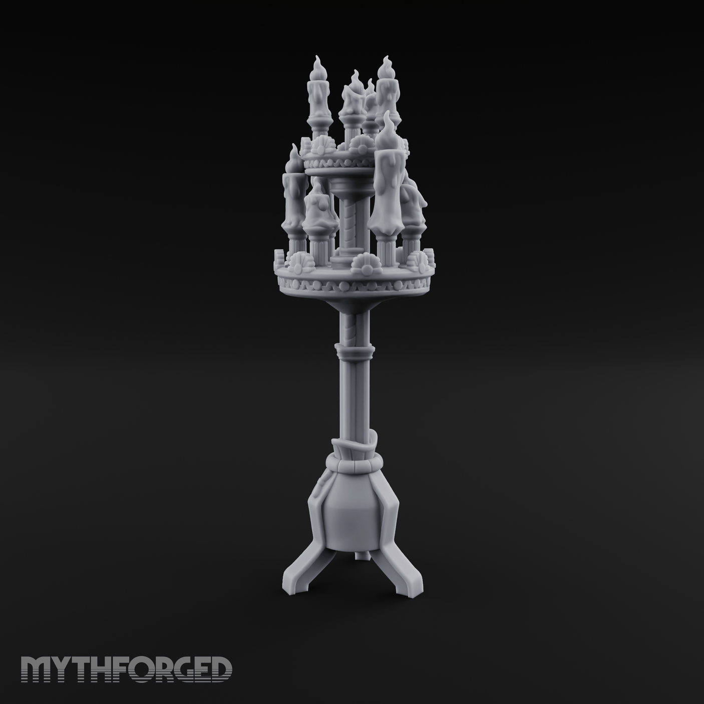 Torch-Crowned Ceremonial Candelabra Miniature for Dungeons and Dragons, Pathfinder or other TTRPGs