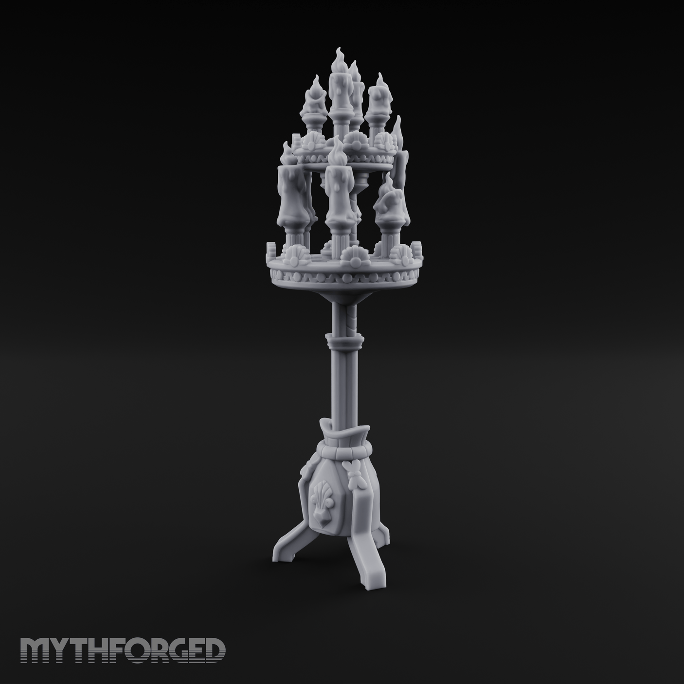 Torch-Crowned Ceremonial Candelabra Miniature for Dungeons and Dragons, Pathfinder or other TTRPGs