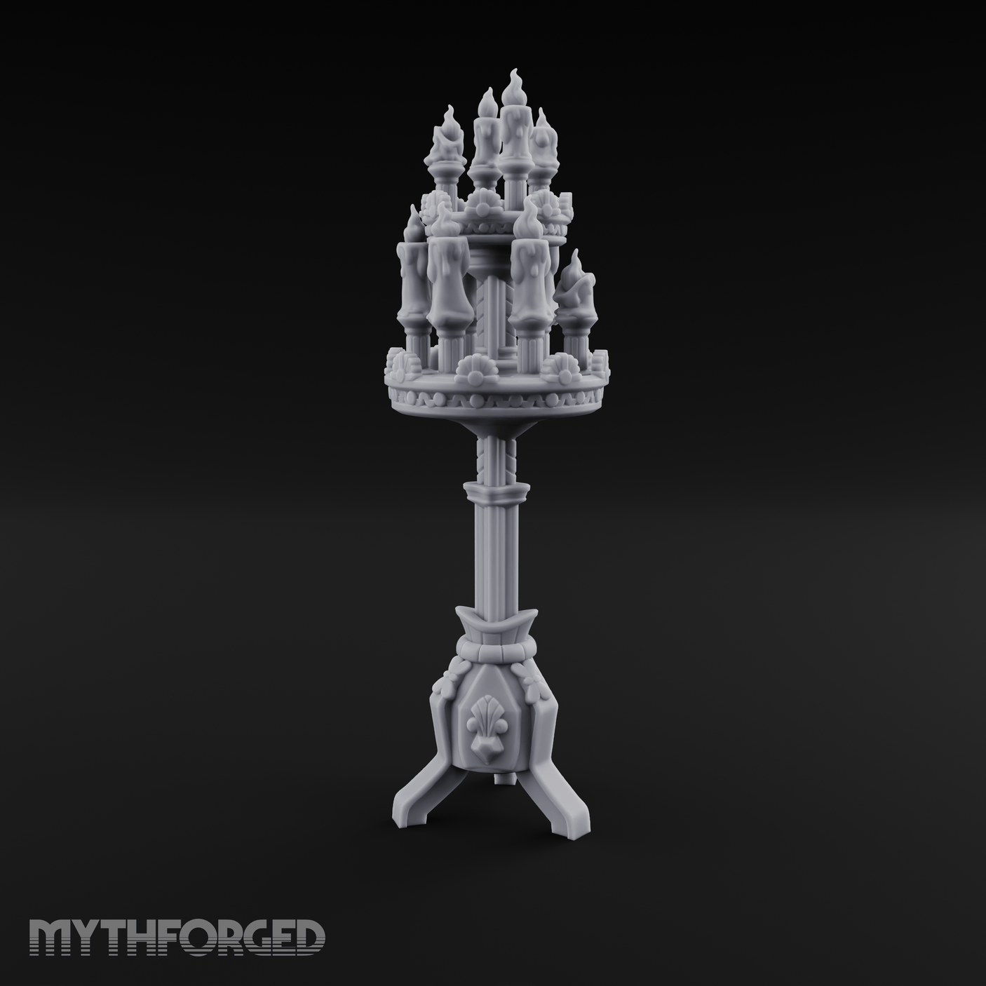 Torch-Crowned Ceremonial Candelabra Miniature for Dungeons and Dragons, Pathfinder or other TTRPGs