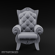 Tufted-Throne Noble's Chair Miniature for Dungeons and Dragons, Pathfinder or other TTRPGs