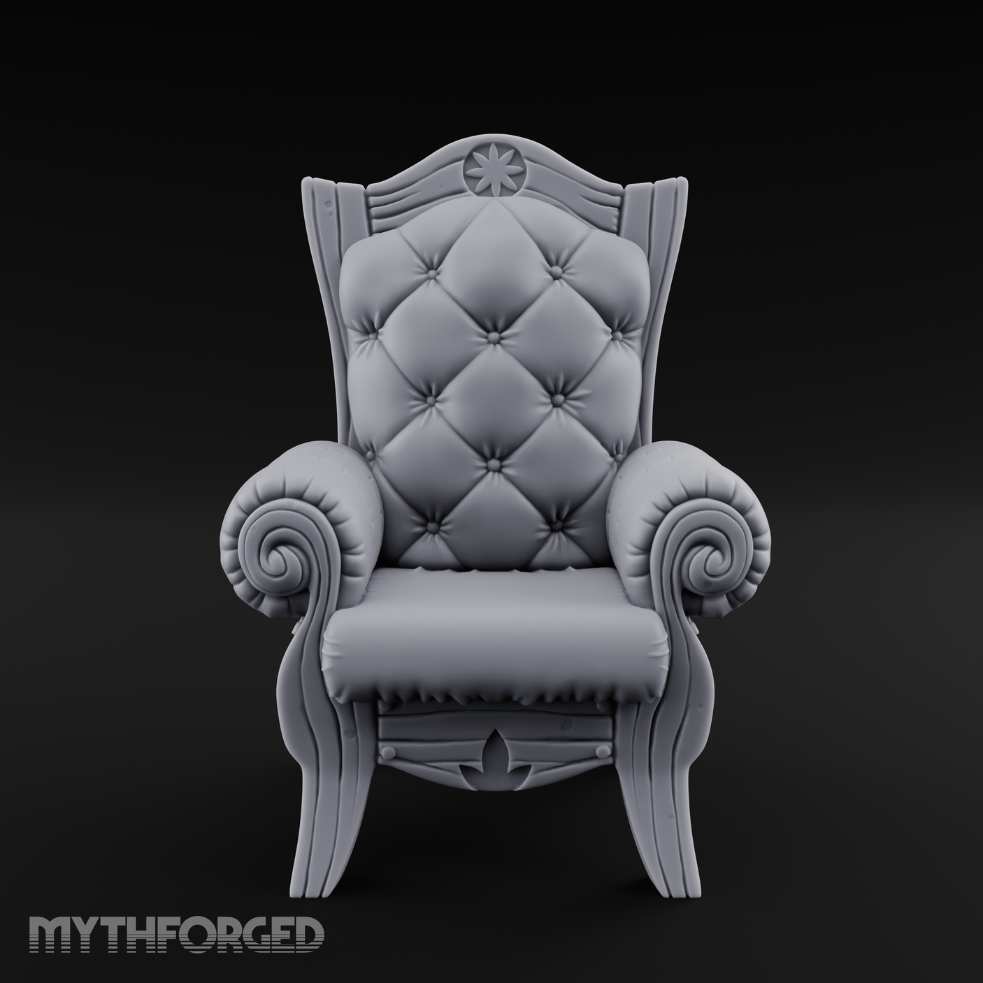 Tufted-Throne Noble's Chair Miniature for Dungeons and Dragons, Pathfinder or other TTRPGs