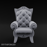 Tufted-Throne Noble's Chair Miniature for Dungeons and Dragons, Pathfinder or other TTRPGs
