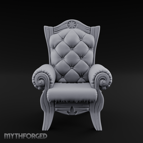 Tufted-Throne Noble's Chair Miniature for Dungeons and Dragons, Pathfinder or other TTRPGs