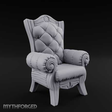 Tufted-Throne Noble's Chair Miniature for Dungeons and Dragons, Pathfinder or other TTRPGs