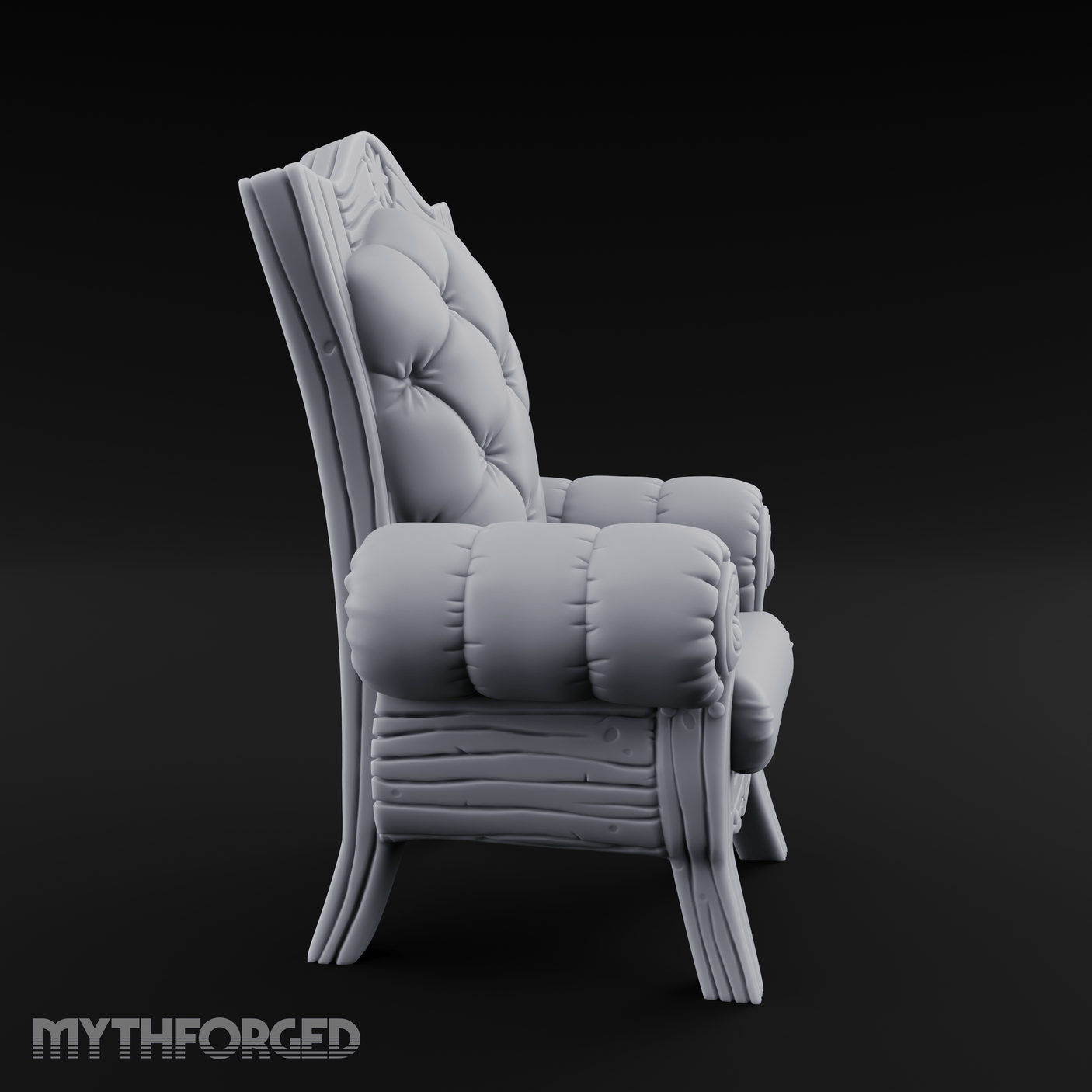 Tufted-Throne Noble's Chair Miniature for Dungeons and Dragons, Pathfinder or other TTRPGs