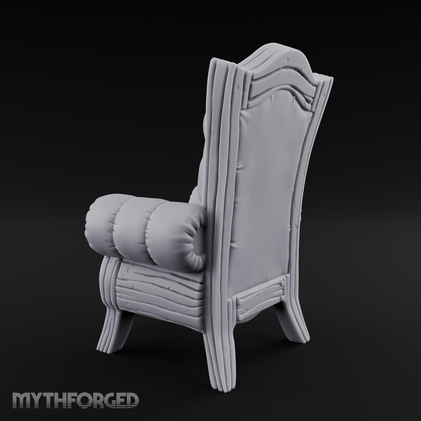 Tufted-Throne Noble's Chair Miniature for Dungeons and Dragons, Pathfinder or other TTRPGs
