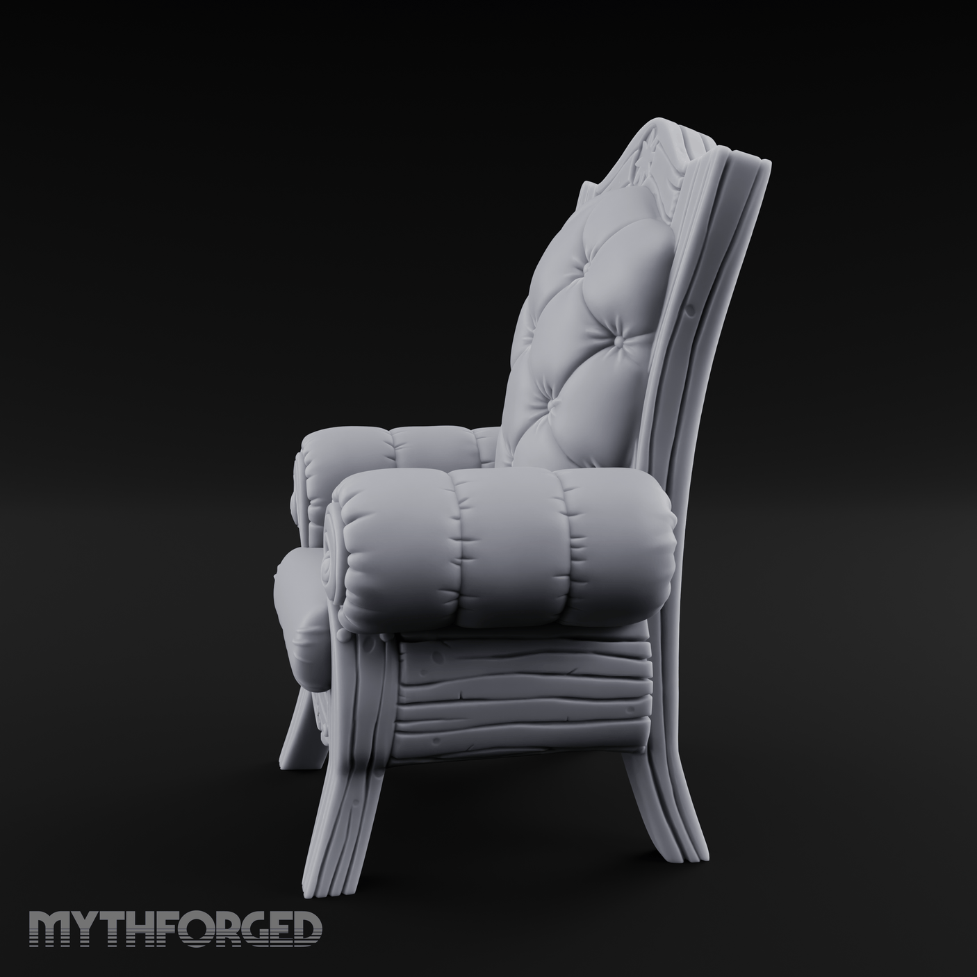 Tufted-Throne Noble's Chair Miniature for Dungeons and Dragons, Pathfinder or other TTRPGs