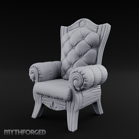 Tufted-Throne Noble's Chair Miniature for Dungeons and Dragons, Pathfinder or other TTRPGs