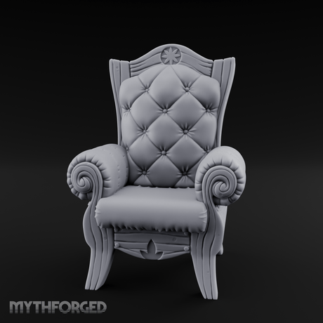 Tufted-Throne Noble's Chair Miniature for Dungeons and Dragons, Pathfinder or other TTRPGs