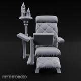 Velvet-Cushioned Chair with Bookrest Miniature for Dungeons and Dragons, Pathfinder or other TTRPGs
