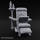 Velvet-Cushioned Chair with Bookrest Miniature for Dungeons and Dragons, Pathfinder or other TTRPGs