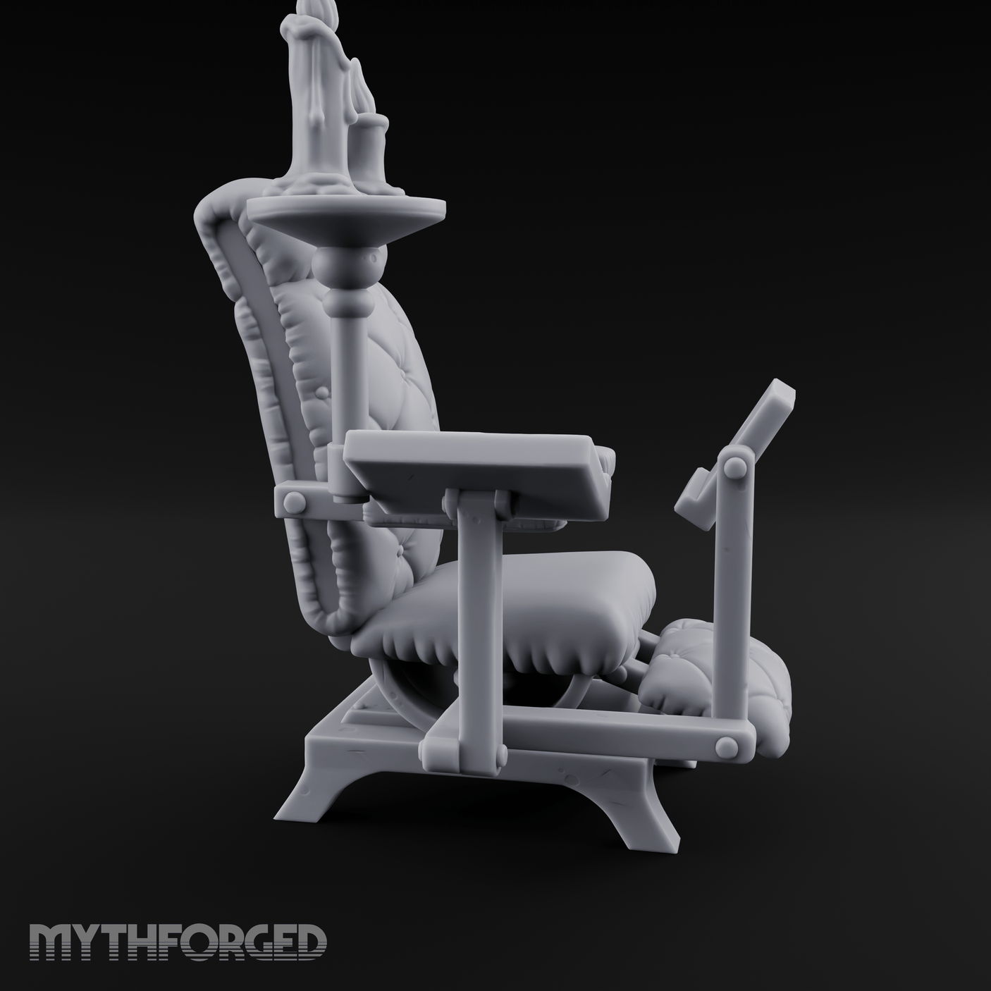 Velvet-Cushioned Chair with Bookrest Miniature for Dungeons and Dragons, Pathfinder or other TTRPGs