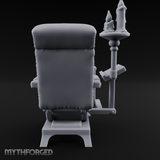 Velvet-Cushioned Chair with Bookrest Miniature for Dungeons and Dragons, Pathfinder or other TTRPGs