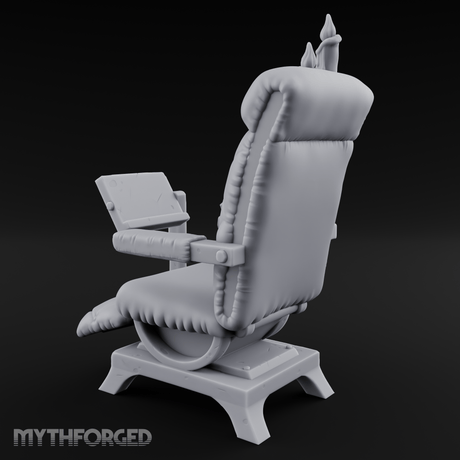 Velvet-Cushioned Chair with Bookrest Miniature for Dungeons and Dragons, Pathfinder or other TTRPGs