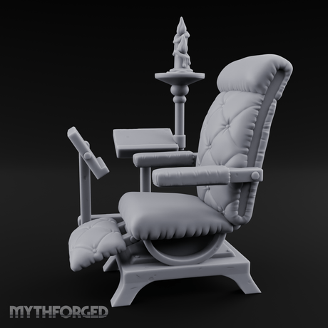 Velvet-Cushioned Chair with Bookrest Miniature for Dungeons and Dragons, Pathfinder or other TTRPGs