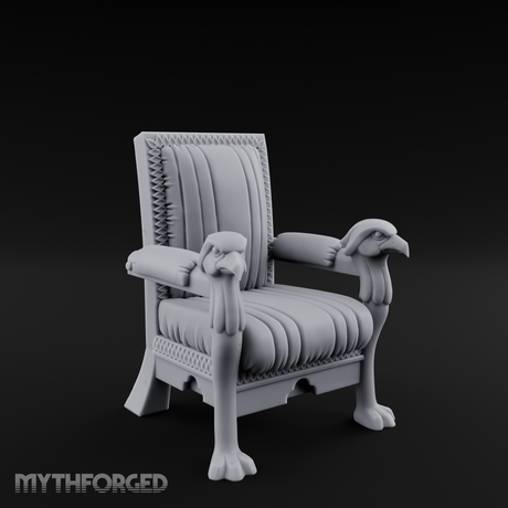Lion-Headed Throne Chair Miniature for Dungeons and Dragons, Pathfinder or other TTRPGs