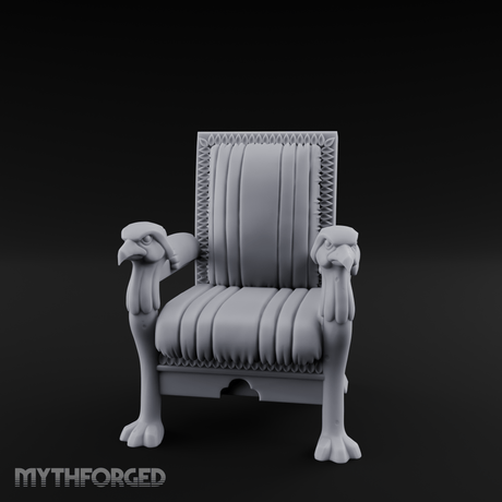Lion-Headed Throne Chair Miniature for Dungeons and Dragons, Pathfinder or other TTRPGs