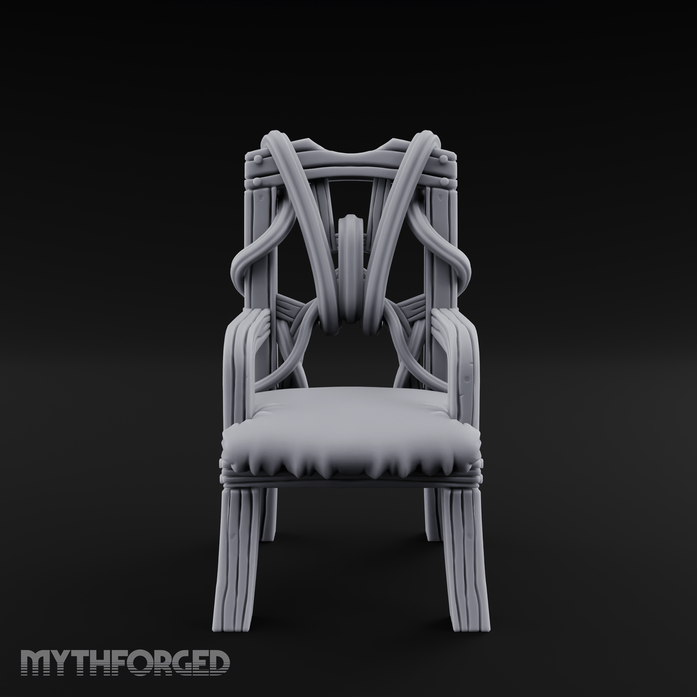 Spiral-Armed Throne Chair Miniature for Dungeons and Dragons, Pathfinder or other TTRPGs