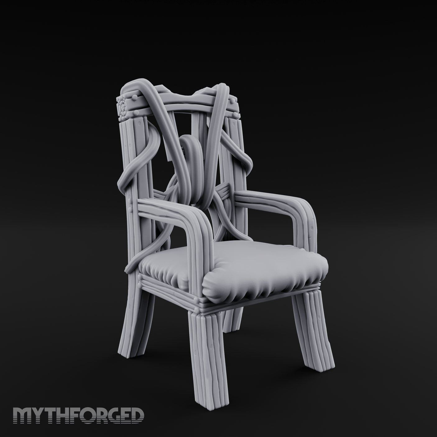 Spiral-Armed Throne Chair Miniature for Dungeons and Dragons, Pathfinder or other TTRPGs