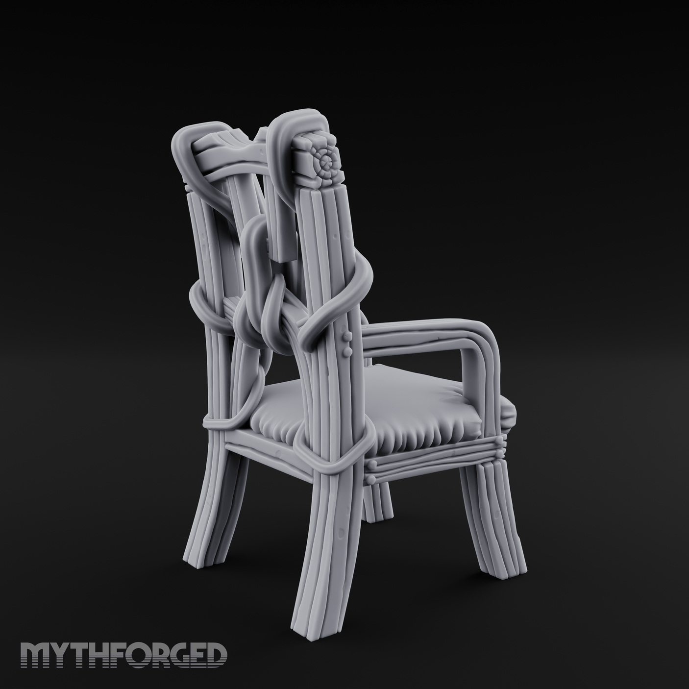 Spiral-Armed Throne Chair Miniature for Dungeons and Dragons, Pathfinder or other TTRPGs