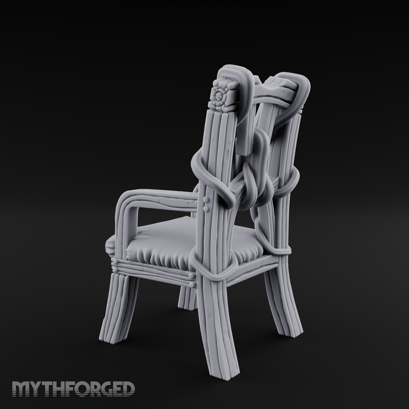 Spiral-Armed Throne Chair Miniature for Dungeons and Dragons, Pathfinder or other TTRPGs