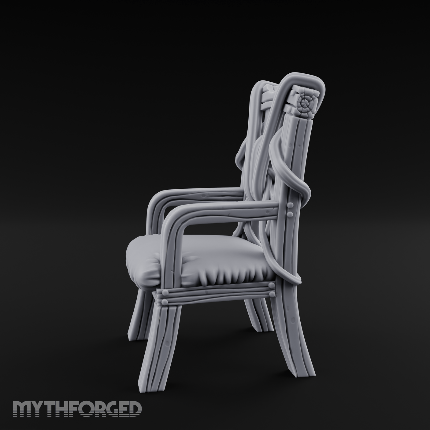 Spiral-Armed Throne Chair Miniature for Dungeons and Dragons, Pathfinder or other TTRPGs