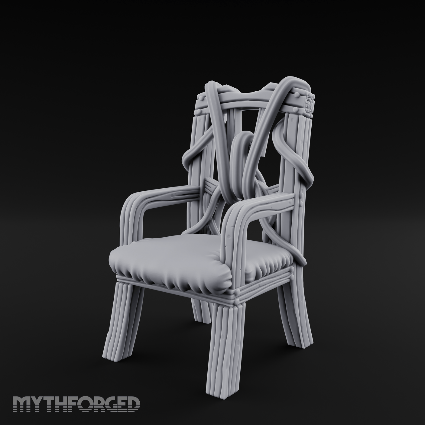 Spiral-Armed Throne Chair Miniature for Dungeons and Dragons, Pathfinder or other TTRPGs
